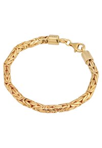 Bracciale a catena color oro con maglie intrecciate, dotato di chiusura a moschettone sicura e finitura liscia. Progettato per durabilità ed eleganza.