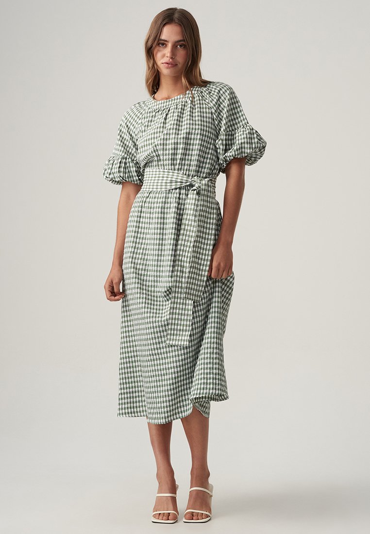 QUINCY MAE: CHARLIE JUMPSUIT || SAGE GINGHAM main image 1
