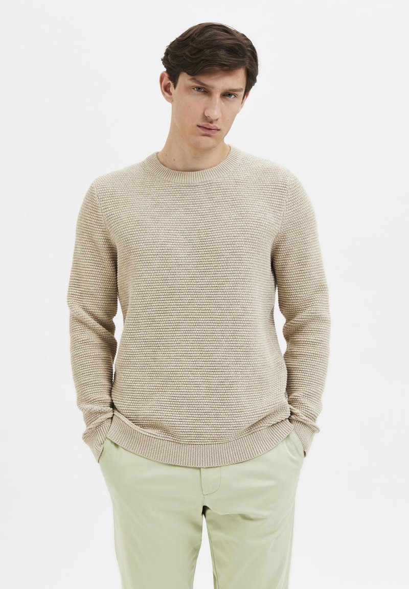 Selected Homme SLHVINCE BUBBLE CREW NECK - Pulover - pure cashmere