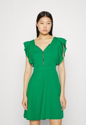 WAL G. DANYA RUFFLE SLEEVE ZIP SKATER DRESS - Φόρεμα από ζέρσεϊ - leaf green