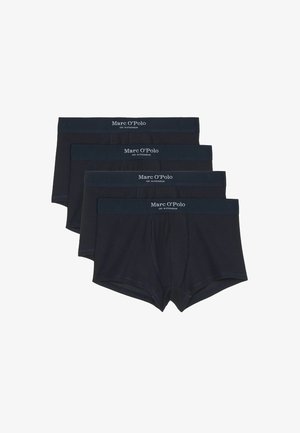 Boxer in cotone stretch blu scuro, quattro paia, con elastico in vita e logo "Marc O’Polo", texture liscia e vestibilità aderente.