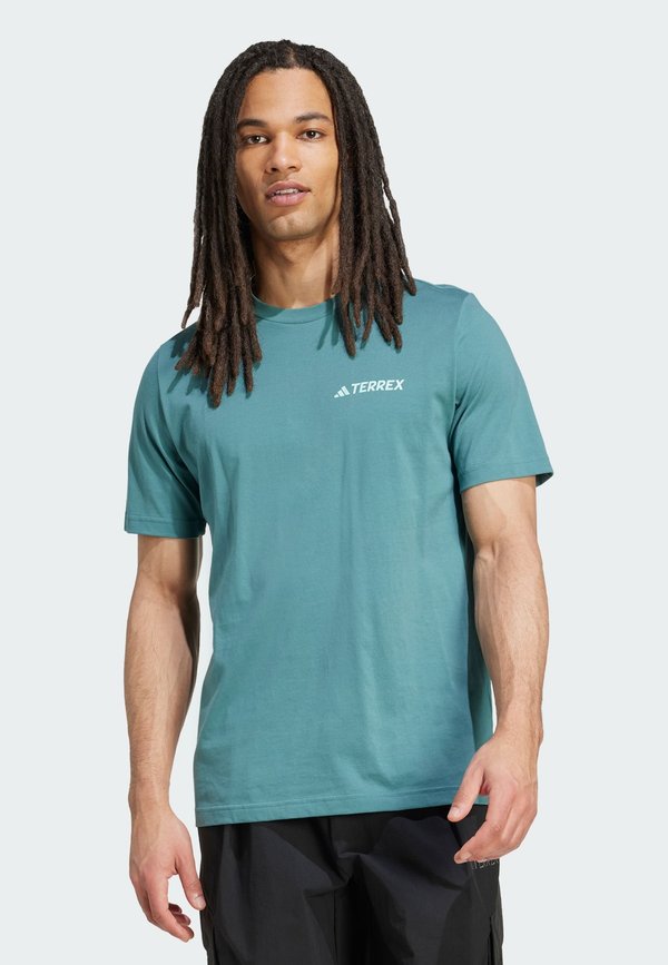 MOUNTAIN - Print T-shirt - preloved teal3