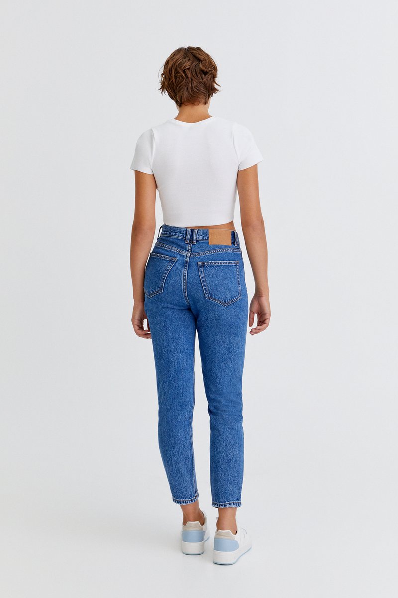 Damen Skinny | PULL&BEAR MOM FIT Jeans Straight Leg dark-blue denim - YM94070 Damen Skinny | PULL&BEAR MOM FIT Jeans Straight Leg dark-blue denim - YM94070