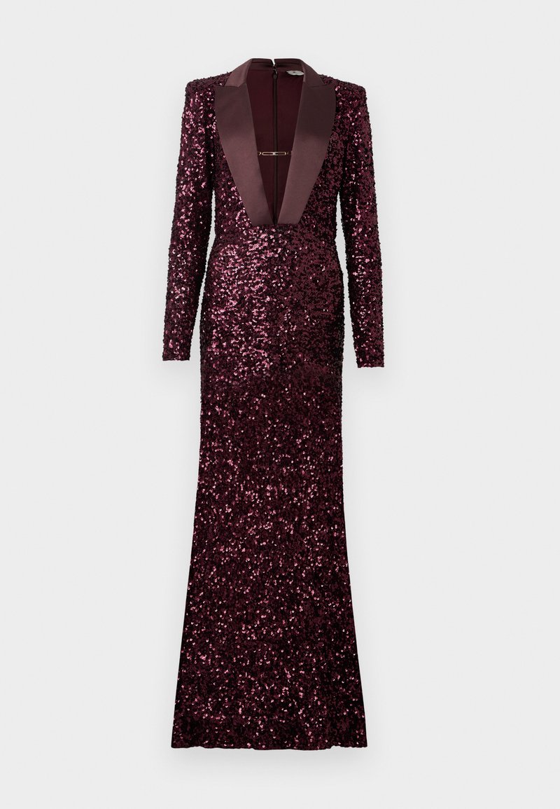 elisabetta franchi burgundy dress Elisabetta Franchi Burgundy Crepe Jersey Wrap Maxi Dress M