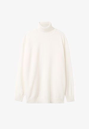 Turtleneck sweater i blødt hvidt stof, med ribbet krave og manchetter, afslappet pasform, lange ærmer og lige kant.