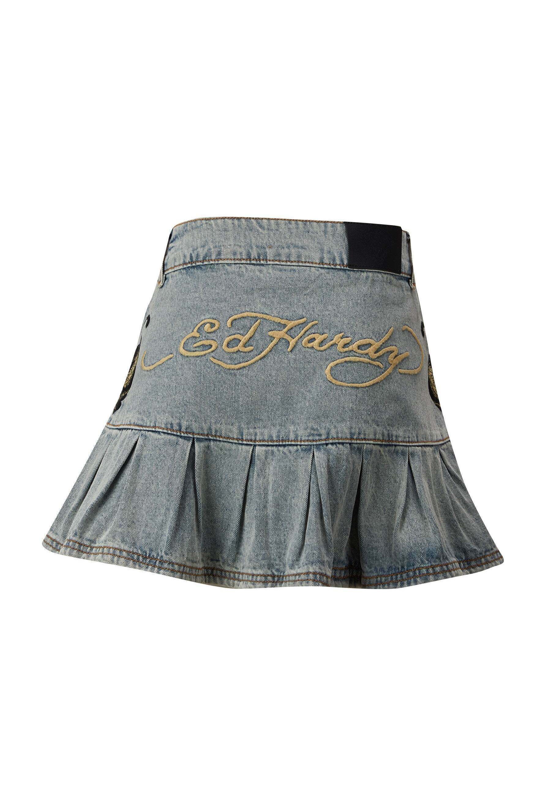 Ed Hardy PANTHER PROWL - A-line skirt - bleach/bleached