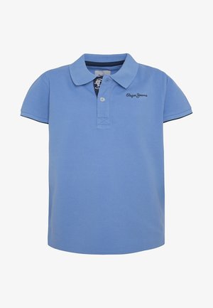 Polo bleu clair à manches courtes avec deux boutons, col pointu et petit logo "Pepe Jeans" sur la poitrine gauche.
