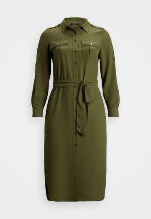 Lauren Ralph Lauren Woman JERMAE BELTED DOUBLE FACED GEORGETTE SHIRTDRESS - Φόρεμα πουκάμισο - olive grove