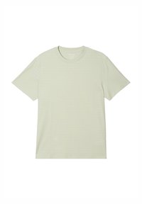 Ljusgrön t-shirt i mjuk bomull, med rund hals och korta ärmar, som har en subtil randig struktur genom hela.