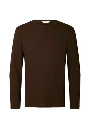 Selected, LONG-SLEEVED T-SHIRT RIBBED BUTTON - T-shirt à manches longues - demitasse