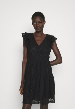 VMHONEY VNECK SHORT DRESS - Tričkové šaty - black