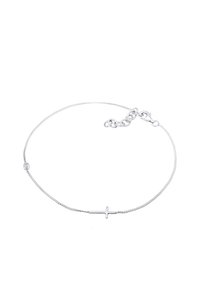 Silverkettearmband med en liten, minimalistisk korsberlock. Ketten har en fin, slät textur och en säker låsning.