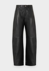 BARREL TROUSERS - Δερμάτινο παντελόνι - black