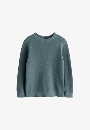 Strickpullover aus weichem Tealstoff, mit Rundhalsausschnitt, gerippten Details an den Bündchen und dem Saum sowie einem lässigen Schnitt.