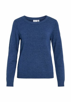 VILA, VIRIL O-NECK L/S KNIT TOP - NOOS - Džemper - navy peony