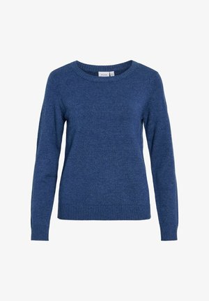VILA, VIRIL O-NECK L/S KNIT TOP - NOOS - Jumper - navy peony
