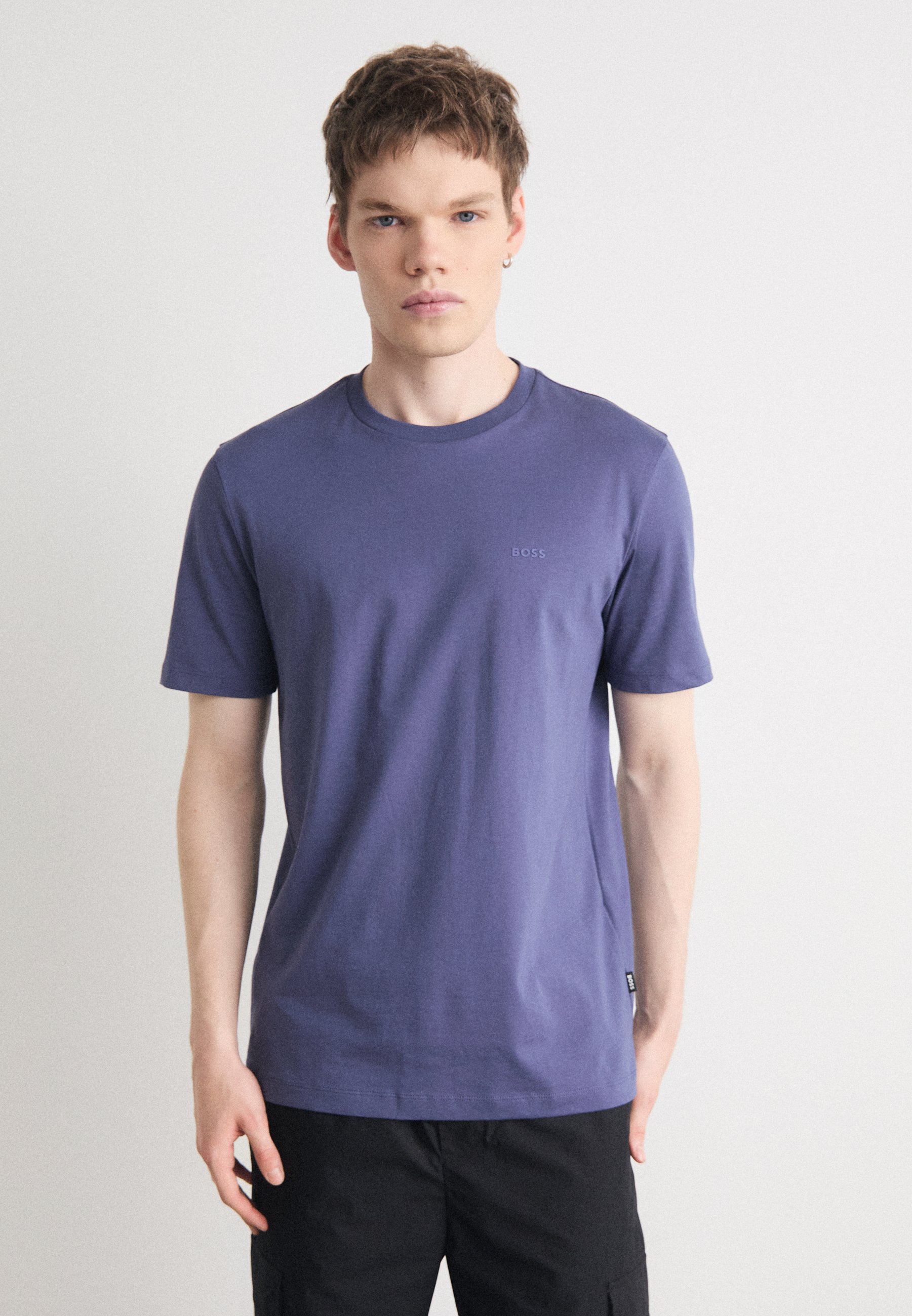 BOSS Herren T-Shirt 'Thompson 01' – Baumwoll-Jersey, Regular Fit, Mit Logo-Detail, Kurzärmlig, Dunkelblau