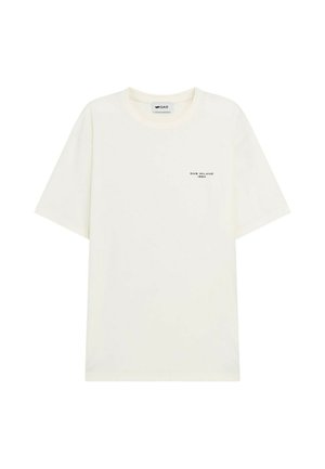 T-shirt bianca a maniche corte semplice con un piccolo logo ""GAS MILANO 1984"" stampato sul petto sinistro. Nessun altro motivo o grafica.