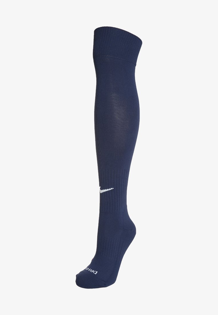 Calze al ginocchio navy con una texture a coste, dotate di un logo Nike bianco sul davanti e branding sulla suola. Realizzate in materiale elasticizzato.