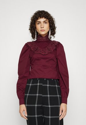 VOLUME BLOUSE WITH PUFF SLEEVES - Camicetta - dark red