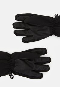 Schwarze Handschuhe mit glatter Außenseite und strukturierter Handfläche für besseren Griff. Der elastische Handgelenkbereich sorgt für einen sicheren Sitz. Mit einer Zuglasche für einfaches An- und Ausziehen.