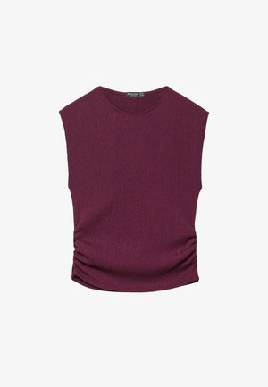 TEXTURED SLEEVE WITH GATHERING  - Débardeur - bordeaux