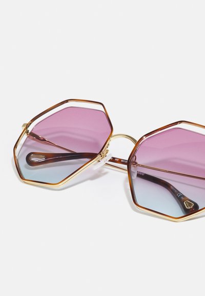 CHLOÉ POPPY HEXAGONAL METAL SUNGLASSES - Napszemüvegek - havana/gold-coloured/violet