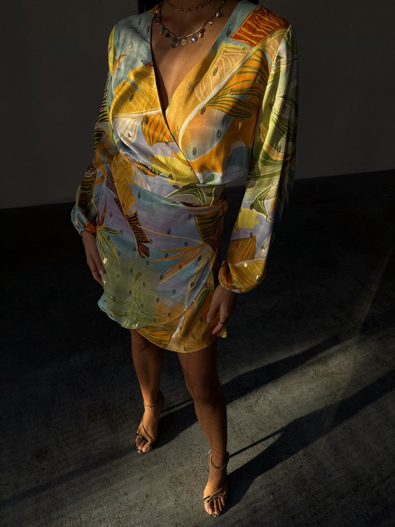 Mini Dress Never Fully Dressed Gold Wrap Dress Gold Sequin Long Sleeve Wrap Dress Womens Medium ( Mini Dress Never Fully Dressed Gold Wrap Dress Gold Sequin Long Sleeve Wrap Dress Womens Medium (
