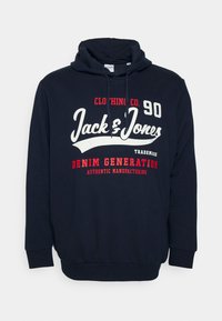 Jack & Jones JJELOGO HOOD PLUS SIZE - Hoodie - dark blue