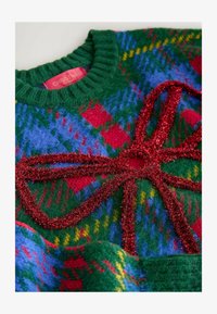 Unselected, green tartan tinsel bow