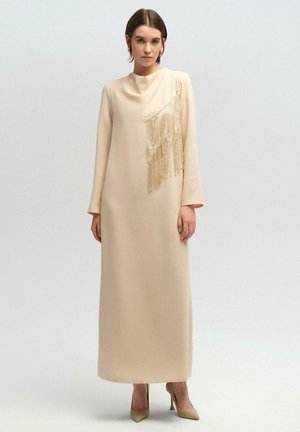 WITH FRINGE DETAIL - Maxi-jurk - cream