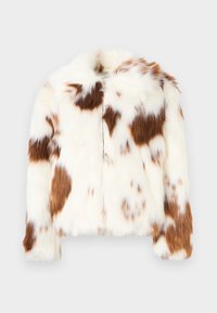 SHORT ZIP FRONT COW PRINT - Winter jacket - white