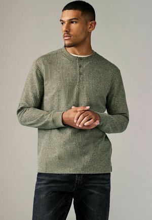 Next TEXTURED LONG SLEEVE GRANDAD - Neule - green waffle