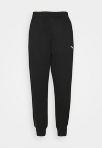 Zwarte katoenen sweatpants met een elastische tailleband en taps toelopende boorden, voorzien van een wit Puma-logo op de linker bovenbeen.