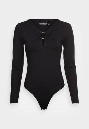 HARDWARE CUTOUT BODYSUIT - Long sleeved top - black