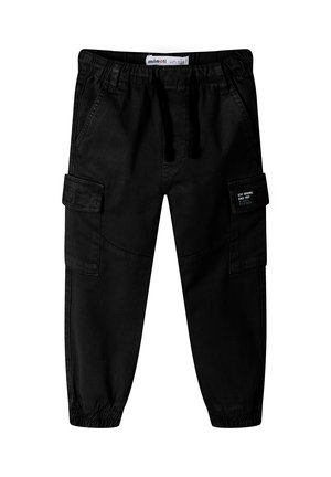 STRAIGHT LEG AND ELASTIC WAIST - Pantalones cargo - black