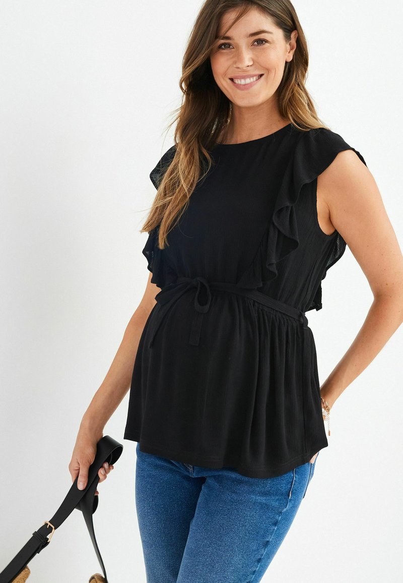Damen T-Shirts | Next MATERNITY RUFFLE Bluse black/schwarz - HW73104 Damen T-Shirts | Next MATERNITY RUFFLE Bluse black/schwarz - HW73104