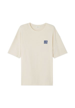Svijetlosmeđi pamučni T-shirt kratkih rukava s okruglim izrezom. Sadrži mali plavi logo "AMERICAN VINTAGE" na prsima.