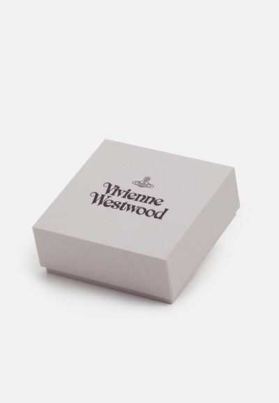 Gray cardboard packaging box with a lid, featuring the logo "Vivienne Westwood" in bold black lettering on the top.