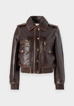 MICHAEL Michael Kors BURNISH - Chaqueta de cuero - chocolate