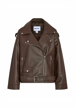 Noisy May, NMPAULINA OVERSIZE BIKER JACKET NOOS - Veste en similicuir - demitasse