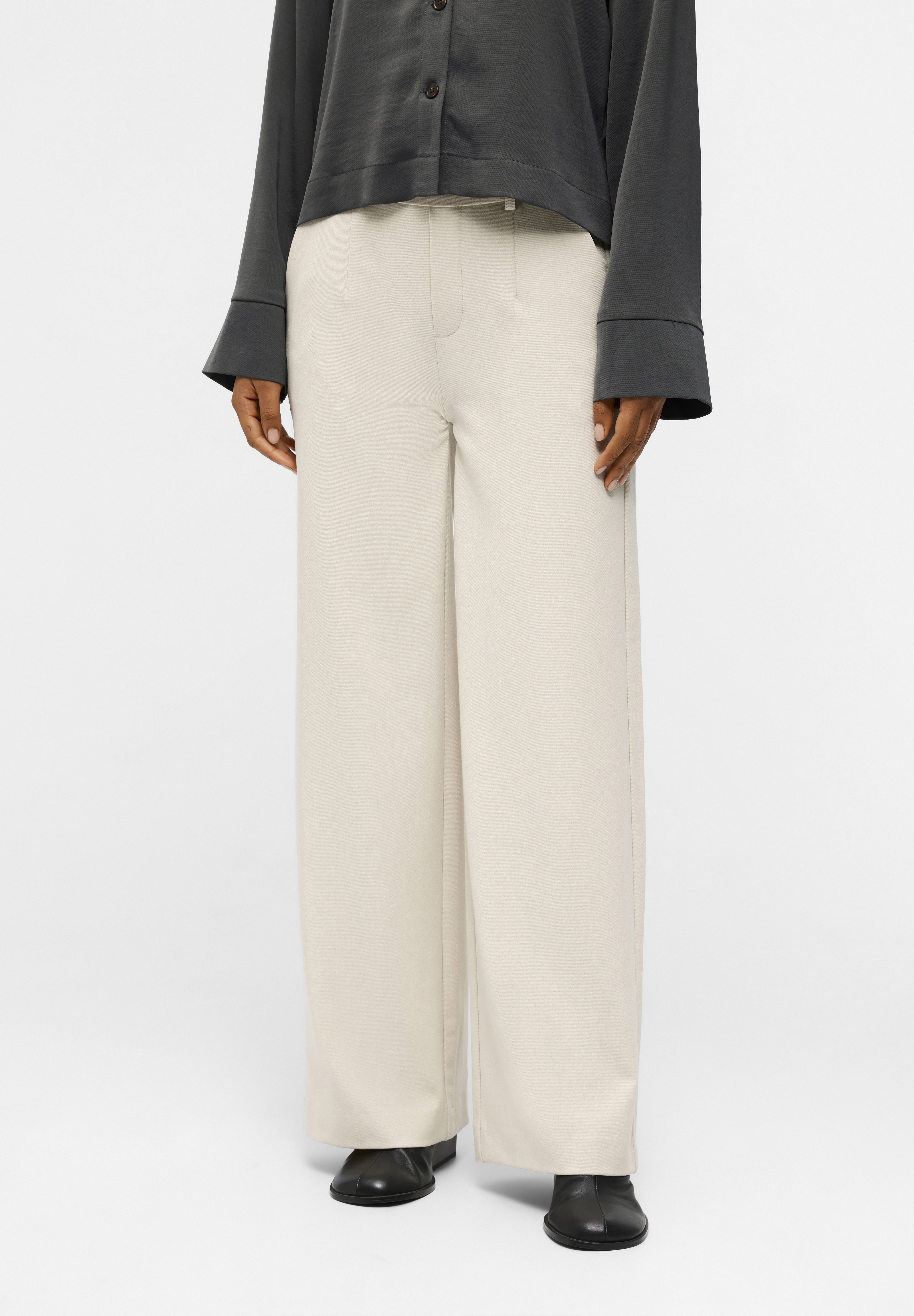 Object Objlisa Wide Pant Noos - Pantaloni Donna A Gamba Larga In Tessuto, Vita Regolare Con Tasche Laterali - copertina