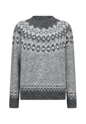 NOVALA - Stickad tröja - med grey mel w dark grey mel