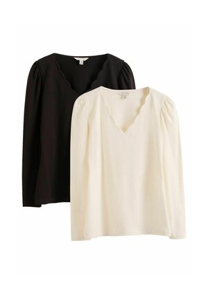 Love & Roses REGULAR FIT-SCALLOP NECK PACK OF 2 - Top dugih rukava - ivory and black