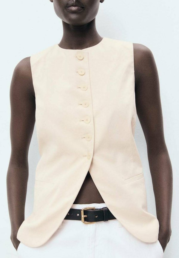 WITH BUTTONS - Waistcoat - beige