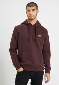 Alpha Industries - SMALL LOGO - Džemperis su gobtuvu - deep maroon Miniatiūros vaizdas 1