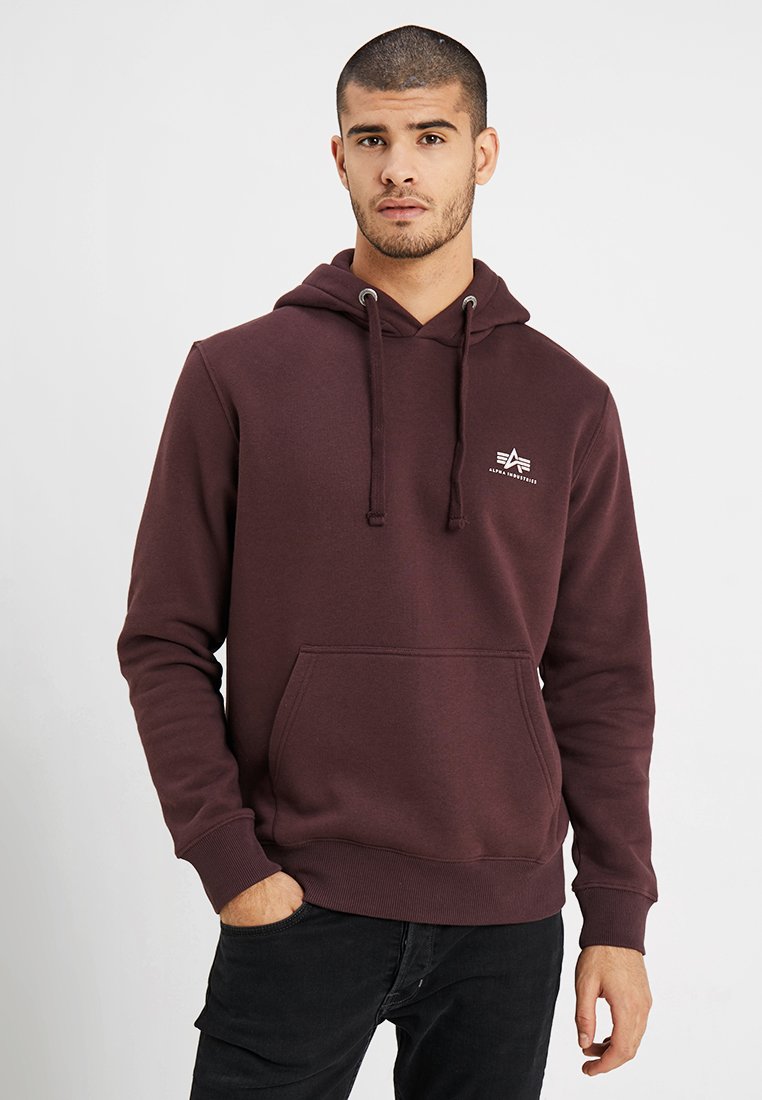 Alpha Industries - SMALL LOGO - Džemperis su gobtuvu - deep maroon, Padidinti