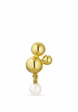 ATOMIC STUD W. PEARL PENDANT LEFT - Single earring - gold plated silver coloured