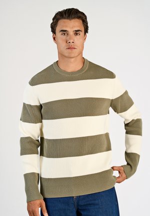 BLOCK STRIPE - Striktrøje - dusty army