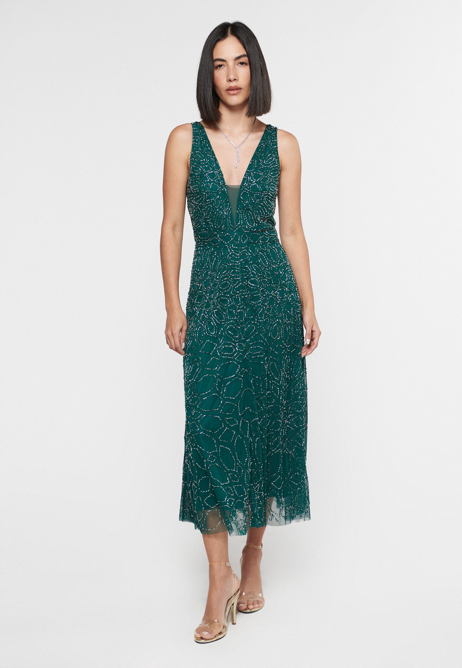 slim fit dress slacks Long Beaded Prom Dress with Lace-Up Sheer Corset– PromGirl main image 0
